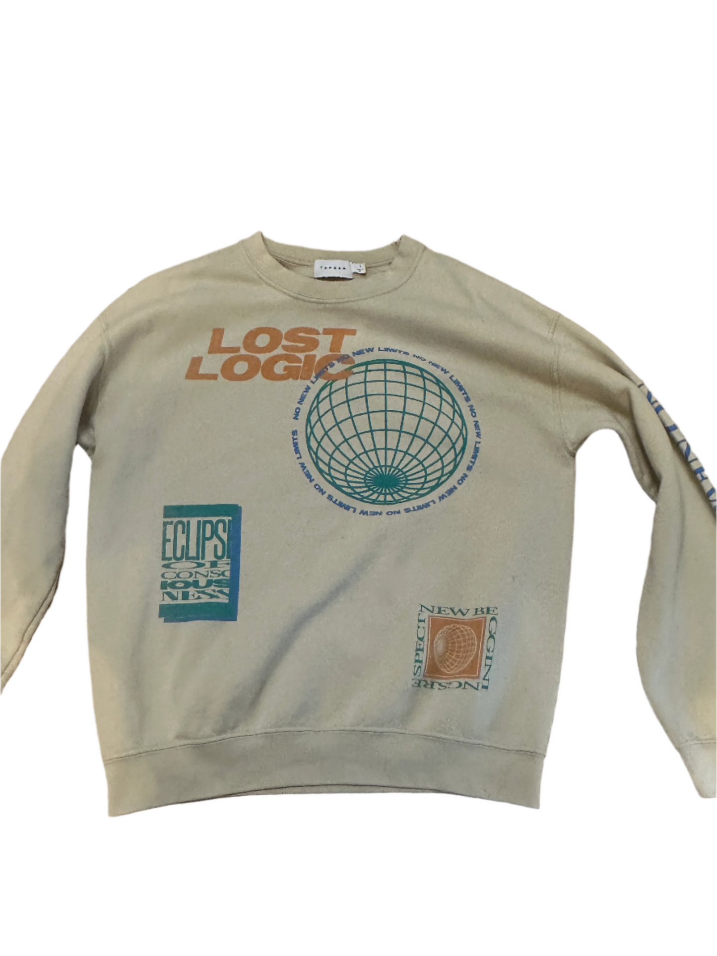 Topman 'Lost Logic' Sweatshirt - Cream - Men's S